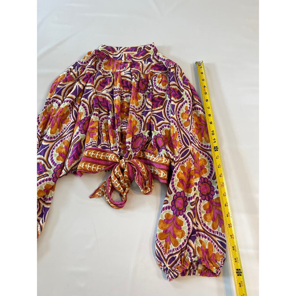 NWT Haute Hippie 2 pc Set Blouse Pants Womens Medium Floral Abstract Y2K Boho - Picture 8 of 15